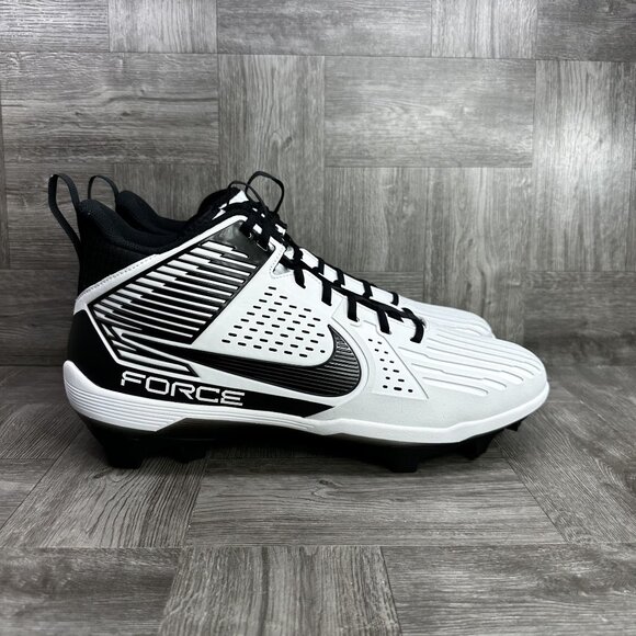 Nike Alpha Menace Strong Men's size 15 White Black Football Cleats DA5453-101 - Picture 1 of 8